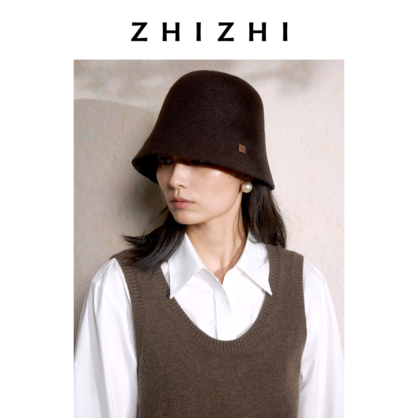 致知 步瑶 羊毛毛毡帽经典渔夫帽修饰脸型25年秋季新ZZ2EAPPN071