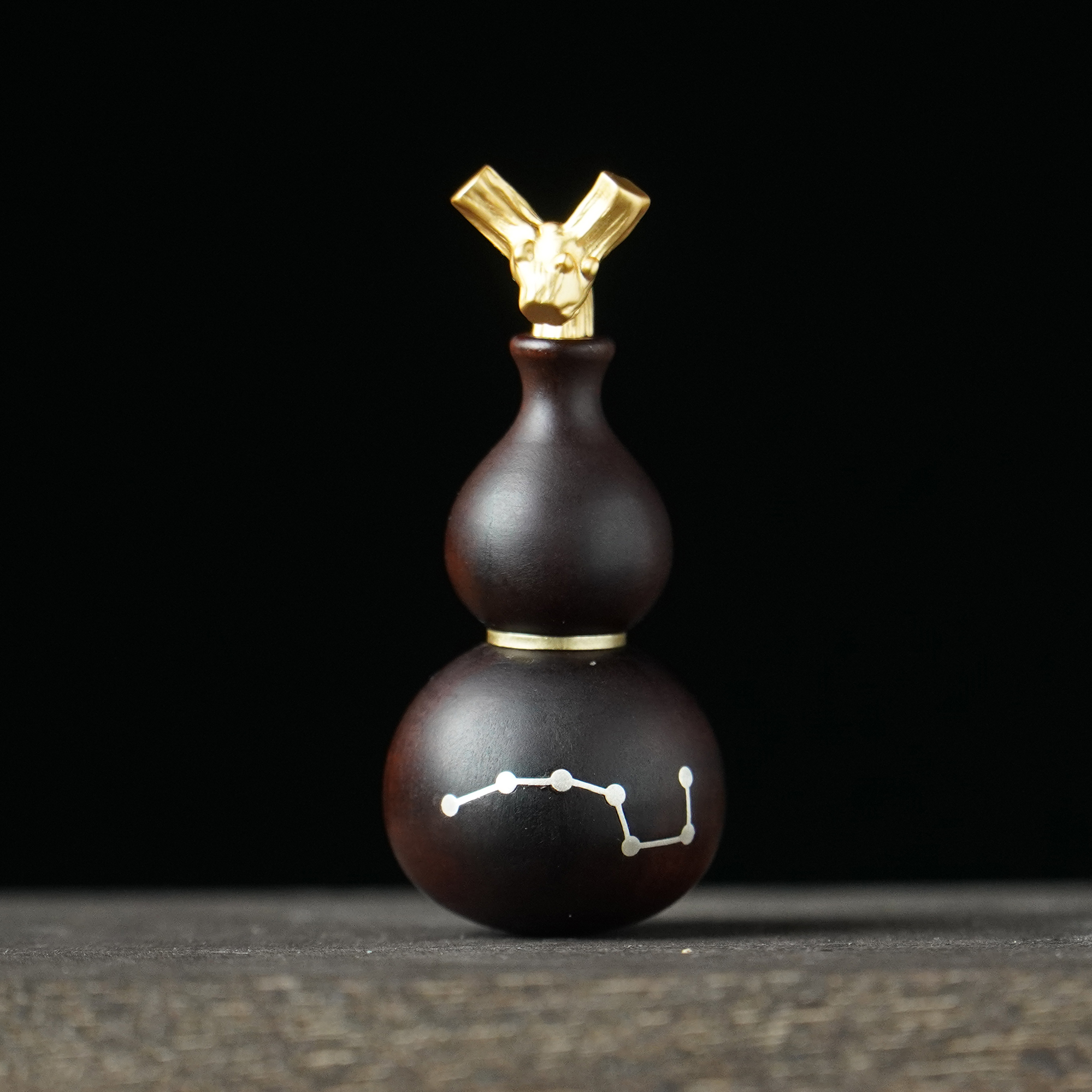 福域【玉化枣木银丝葫芦吊坠】国风双面复古单面吊牌