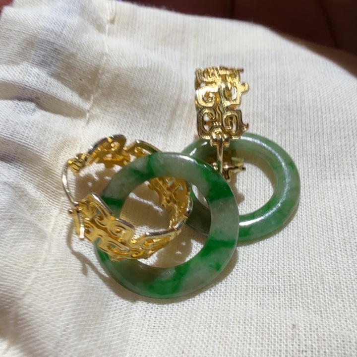 翡翠银S925镶嵌耳饰丹*