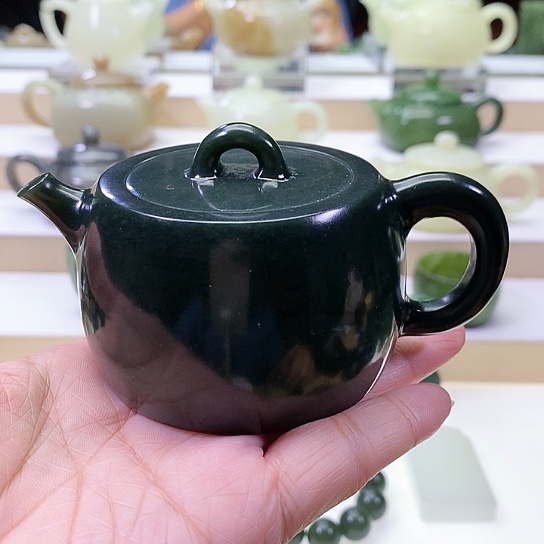 和田玉未镶嵌挂件茶壶150ml
