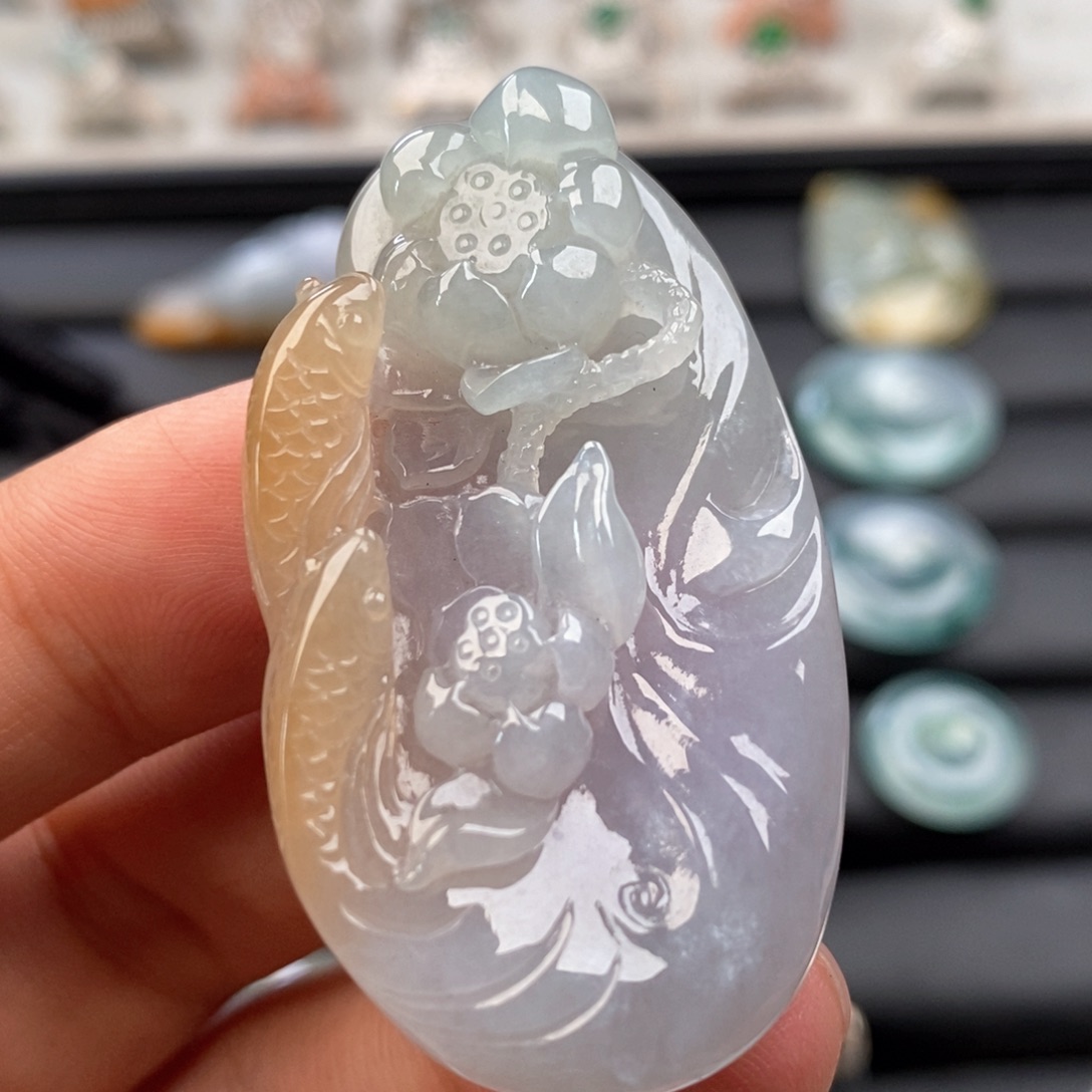 定制翡翠未镶嵌缅甸天然翡翠连年有余