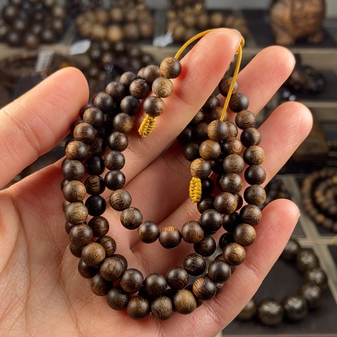 沉香手串微**^越南芽庄白棋楠玉化留疤