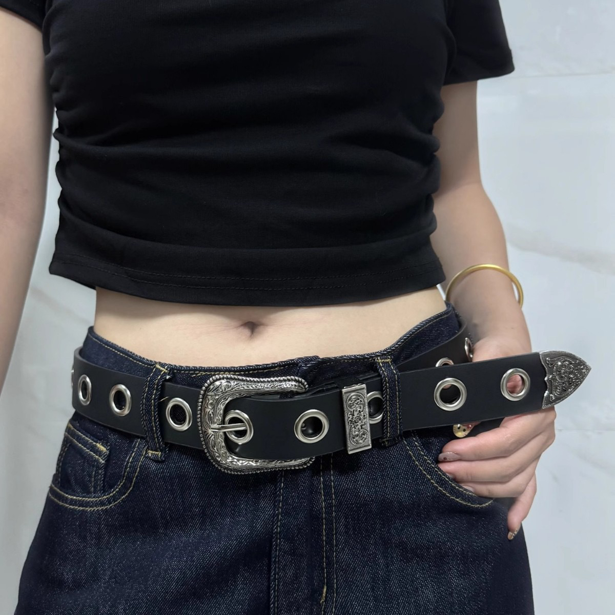 女韩版百搭简约镂空风中性腰带皮带网红休闲时尚辣妹欧美女士