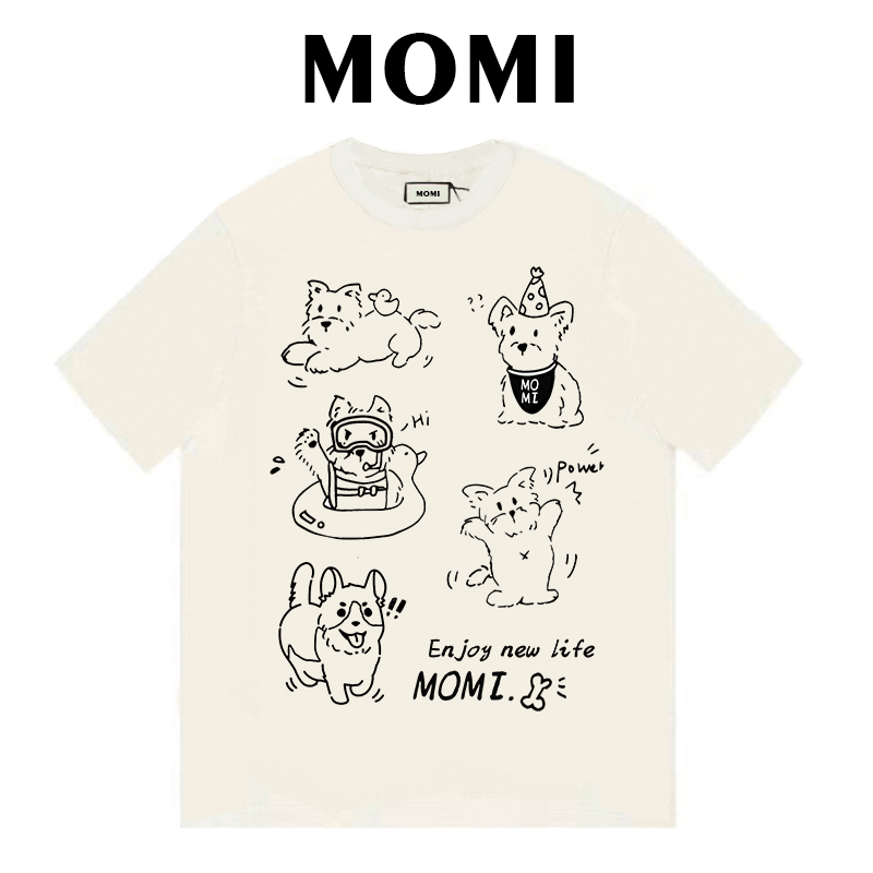 【MOMI】无感印花！约克夏狗狗 260克纯棉重磅短袖女宽松休闲百搭T恤