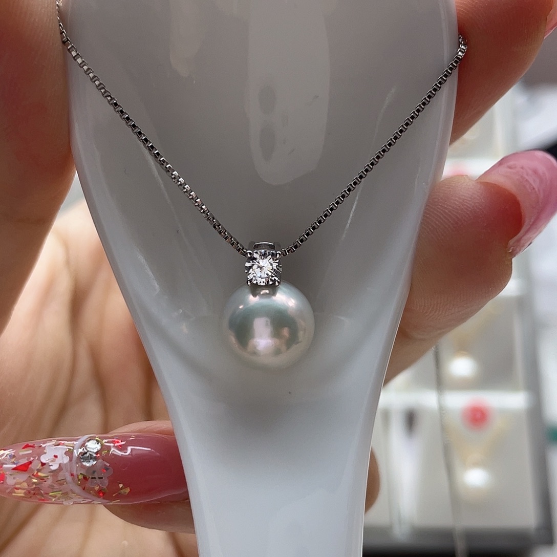 淡水珍珠银S925镶嵌套链