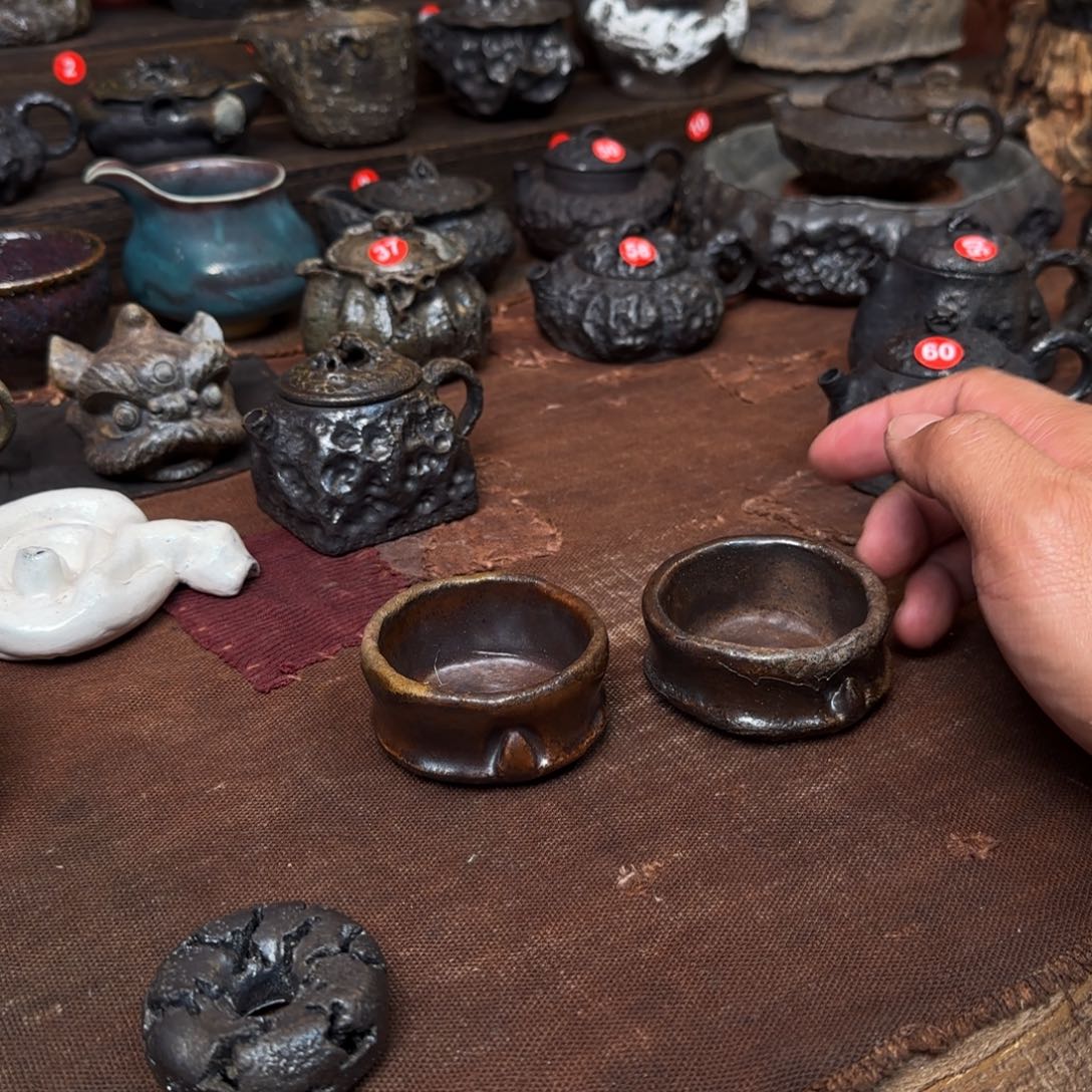 壶手捏竹节主人杯，到手一个