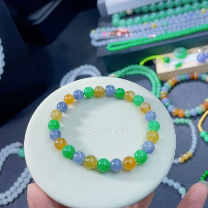 天然缅甸翡翠A货手串把件