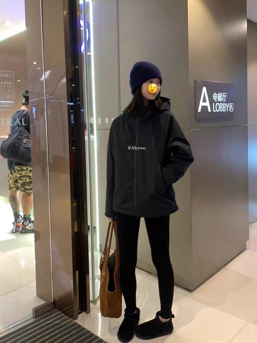 灰灰呀！女款 品牌微瑕！ 情侣装 美式百搭宽松连帽冲锋衣夹克外套