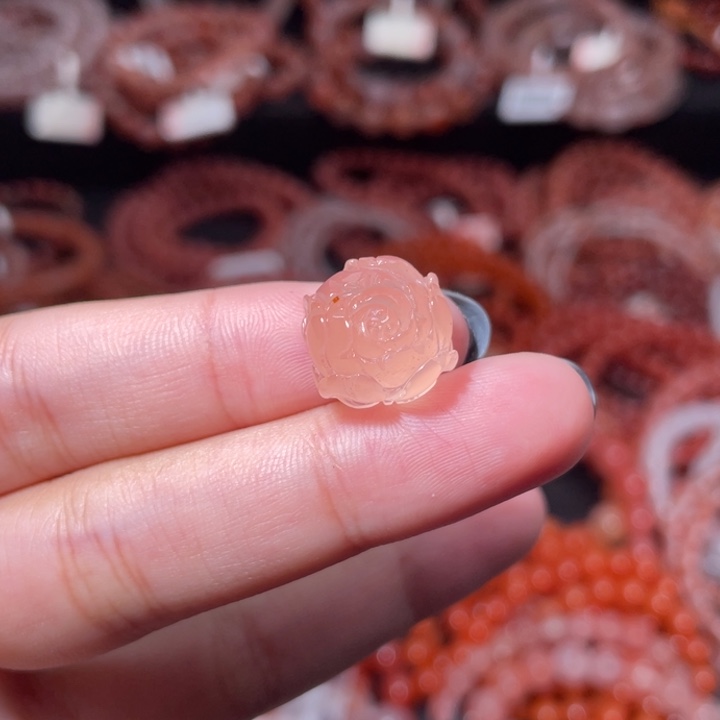 南红玛瑙未镶嵌牡丹花609打孔备注