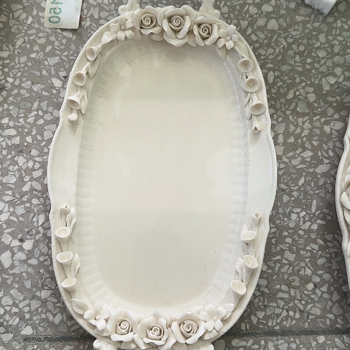 瑕疵缺叶双耳捏花提篮盘