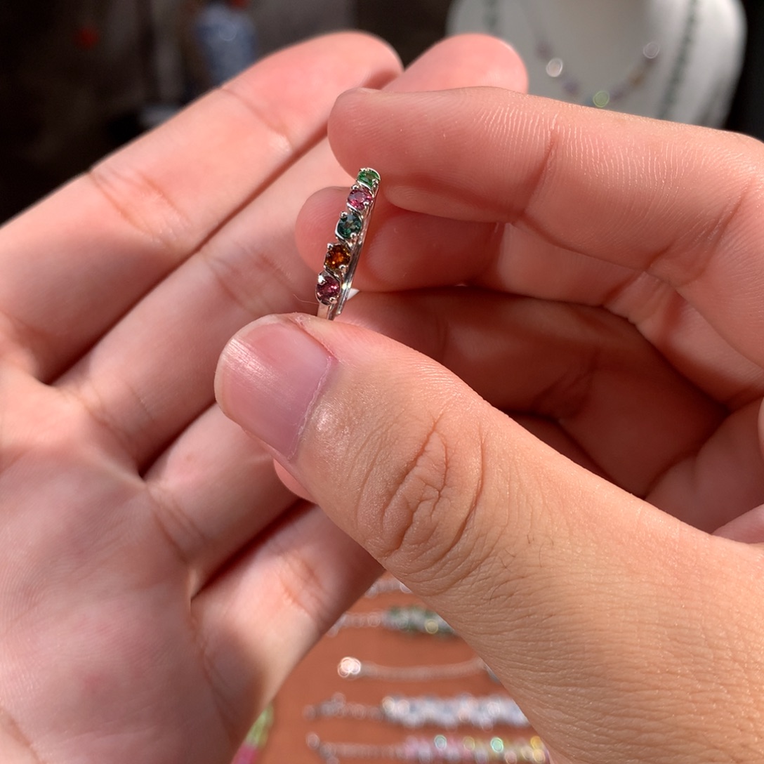 戒指碧玺银S925镶嵌