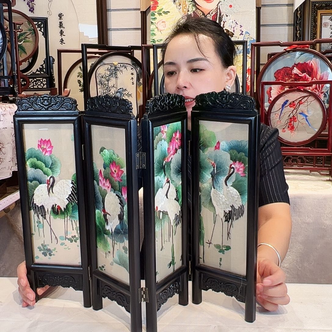 织绣苏绣条屏手工