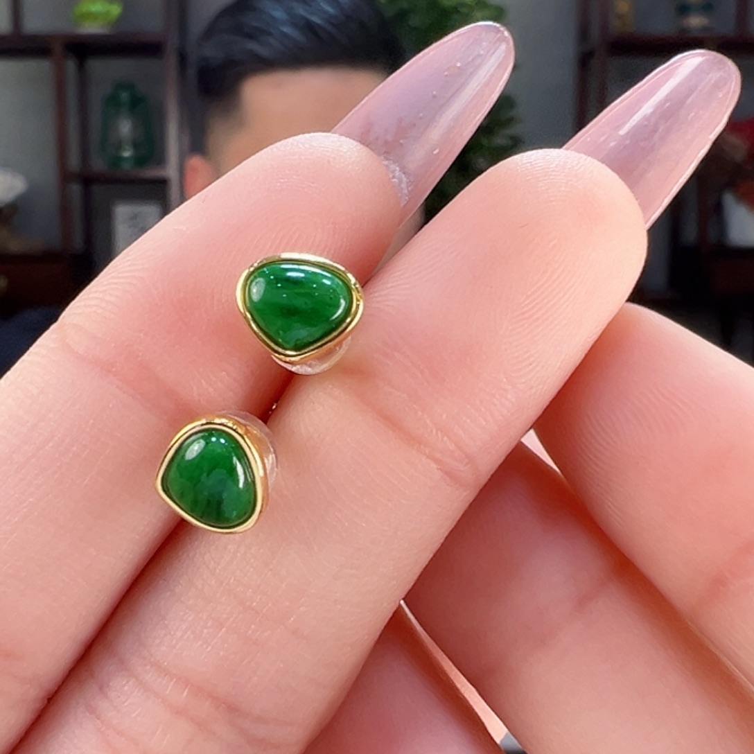 翡翠耳饰银S925镶嵌耳环14