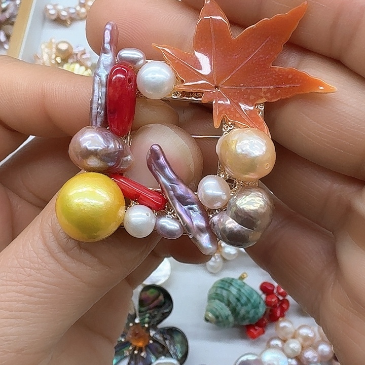 淡水珍珠胸饰银S925镶嵌