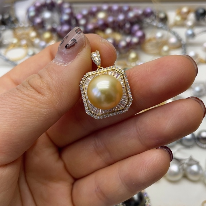 海水珍珠吊坠(不含链)银S925镶嵌