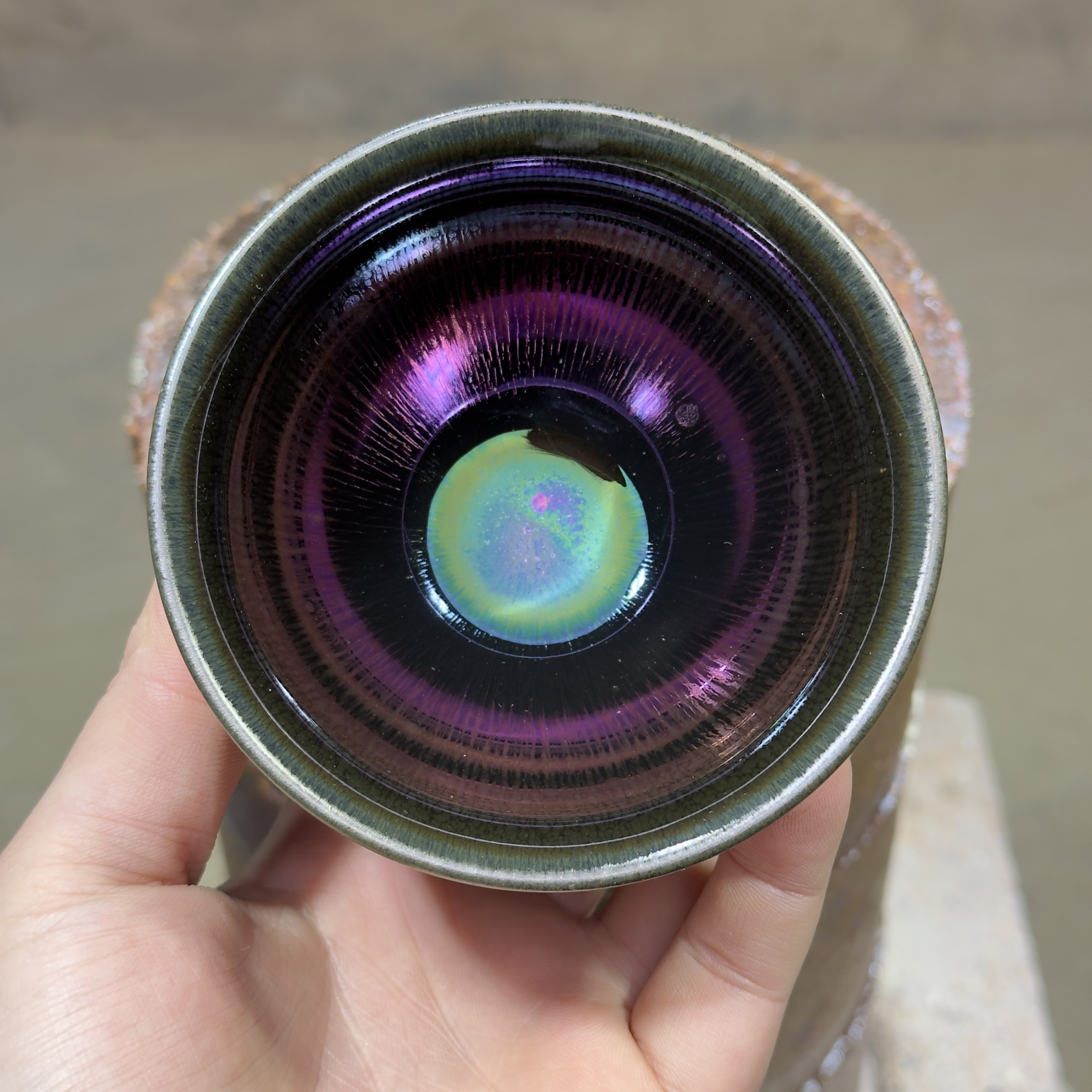 建窑--建盏 极光彩毫 茶盏主人杯 电烧