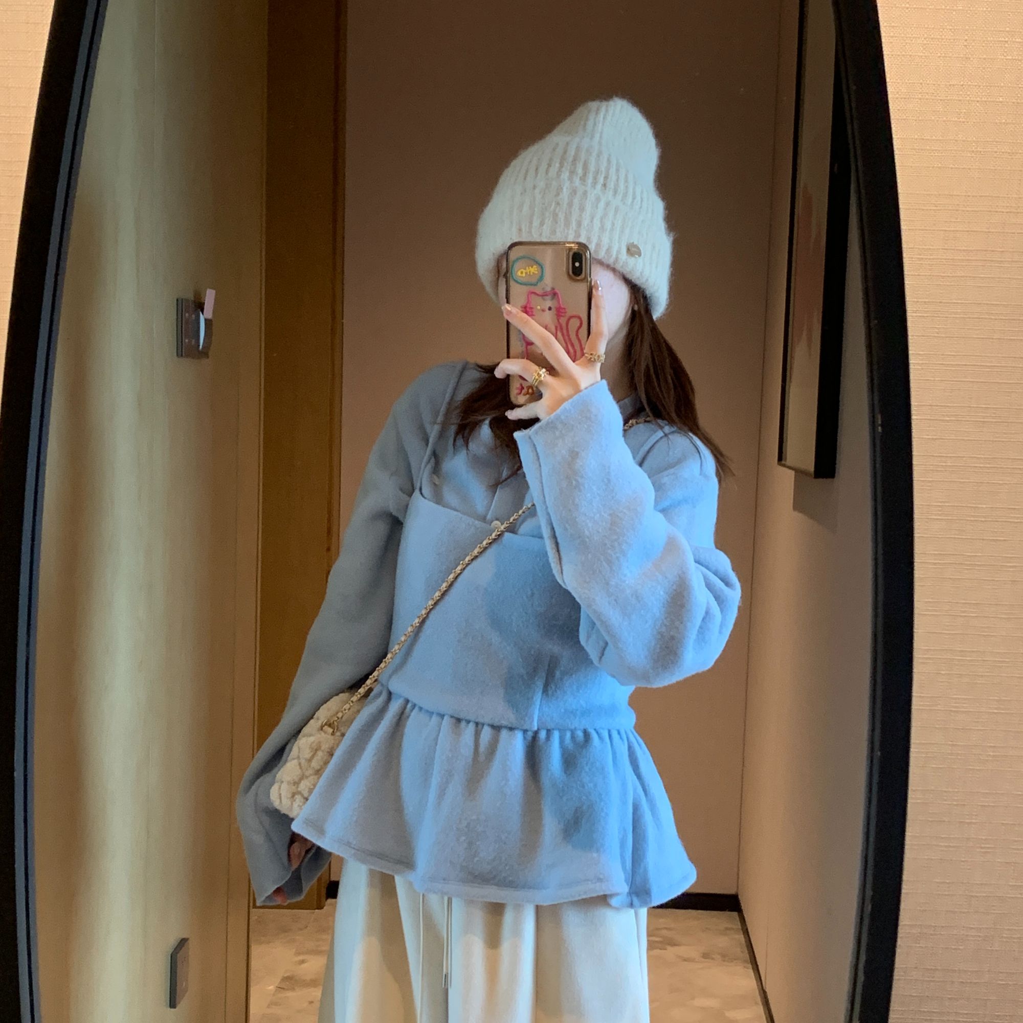 2025新款时尚两件套韩版简约长袖开衫外套 舒适百搭叠穿马甲套装