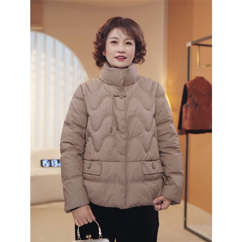 妈妈装冬装立领白鸭绒羽绒服加绒加厚中老年冬季保暖羽绒外套8177