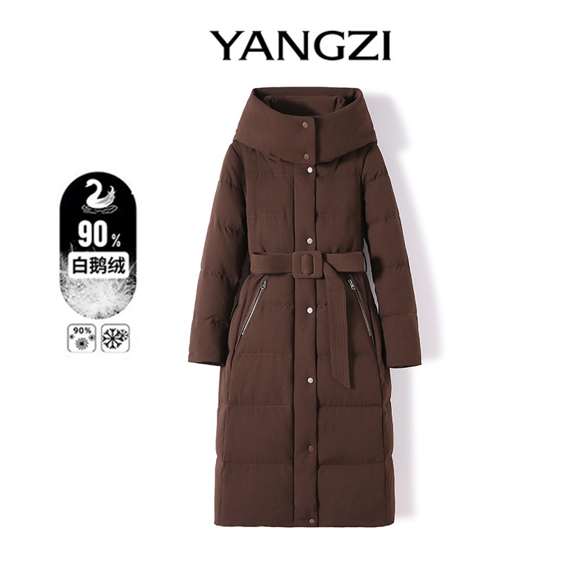 【漾姿】新款时尚显瘦休闲连帽款中空纱白鹅绒服外套 YZD251-25120