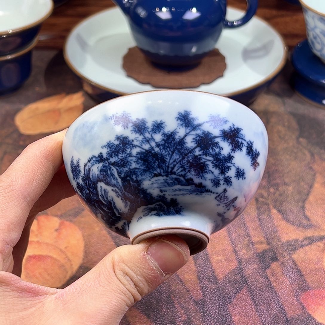 杯杯杯天青山水半月杯