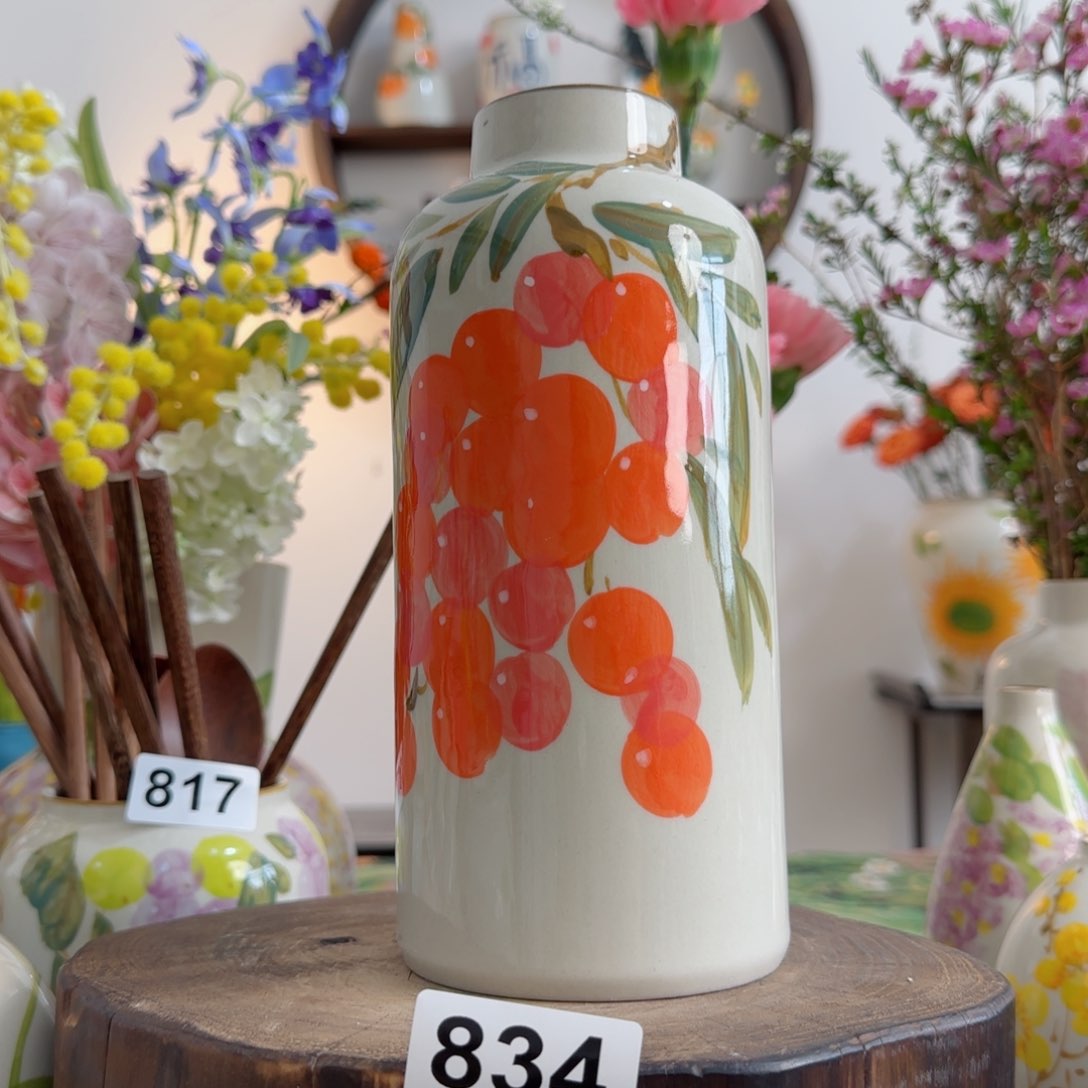 摆件景德镇陶瓷手绘小花瓶摆件无孔