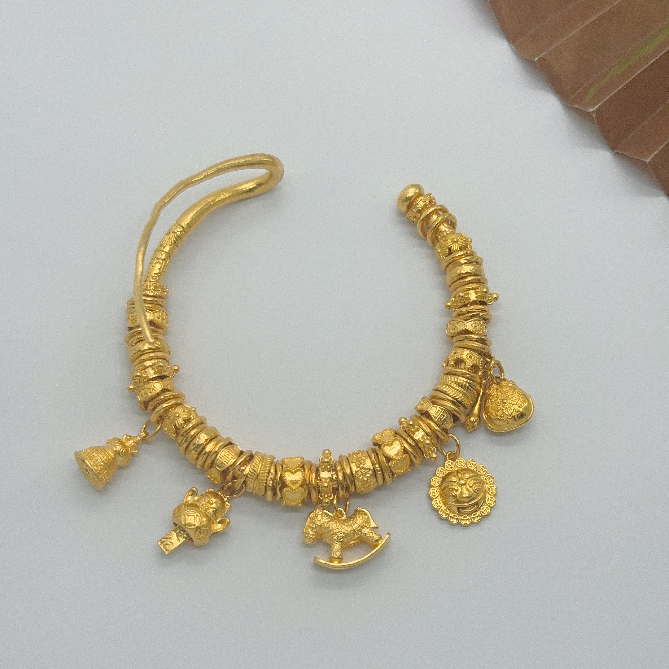 足金999古法錾刻手镯DIY  多样性发货发其一