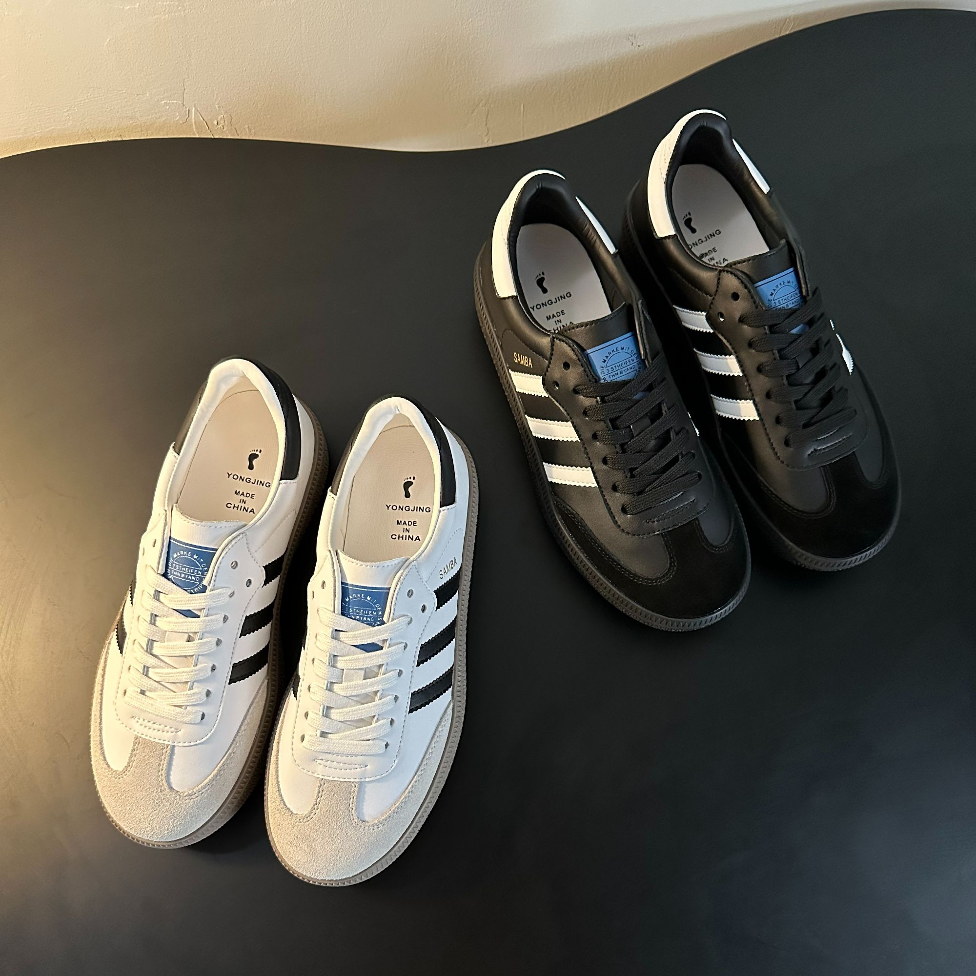 韩国厚底德训板鞋女2025春上新真皮 经典复古韩版百搭拼色女鞋潮