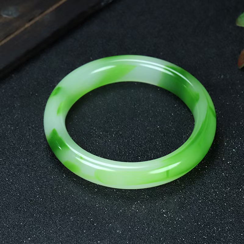  翠绿青白绿三色圈口女款经典百搭手镯