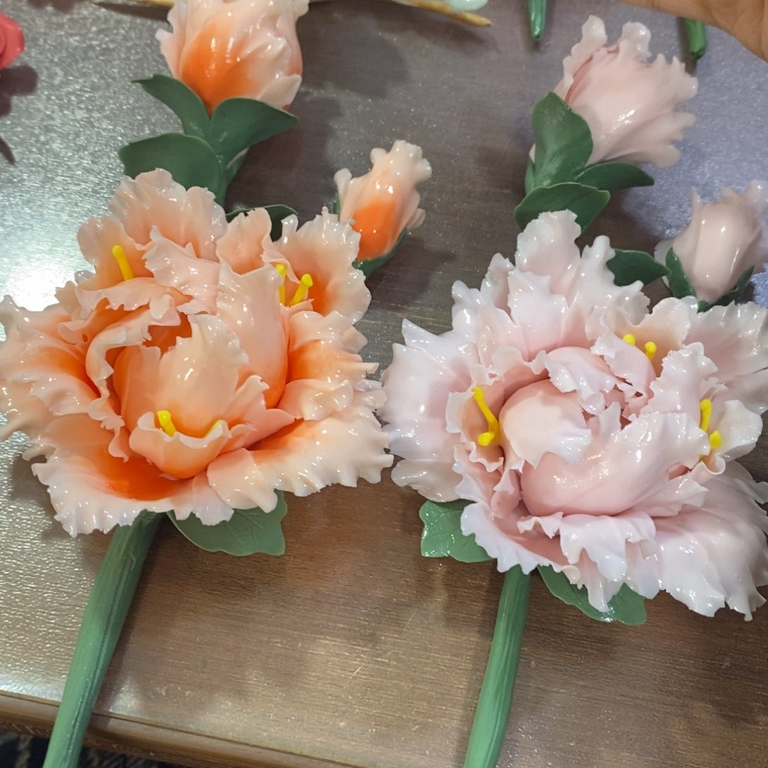 摆件陶瓷手工花摆件