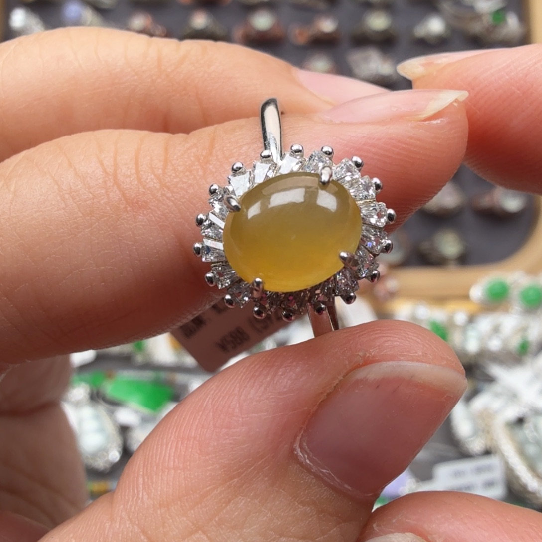 翡翠银S925镶嵌戒指8022