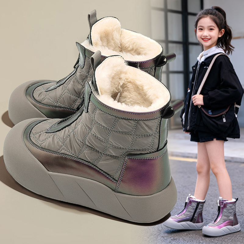 儿童雪地靴2025新款女童冬季加绒加厚大棉鞋公主女孩中大童棉靴子