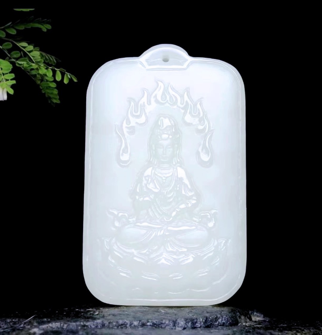 天然金丝玉观音吊坠双面雕刻男款平安无事挂件玉吊坠