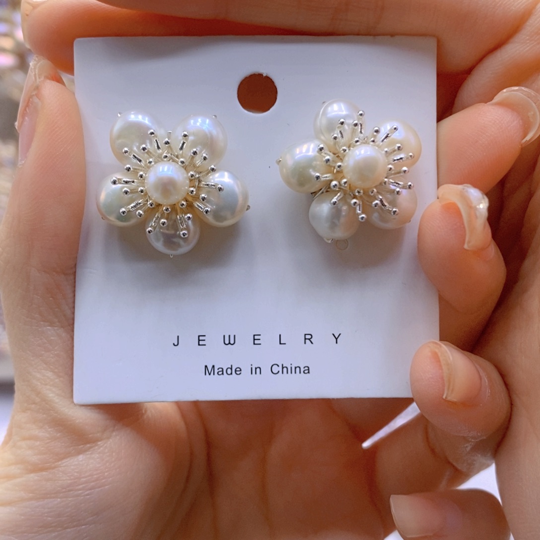 淡水珍珠耳饰银S925镶嵌