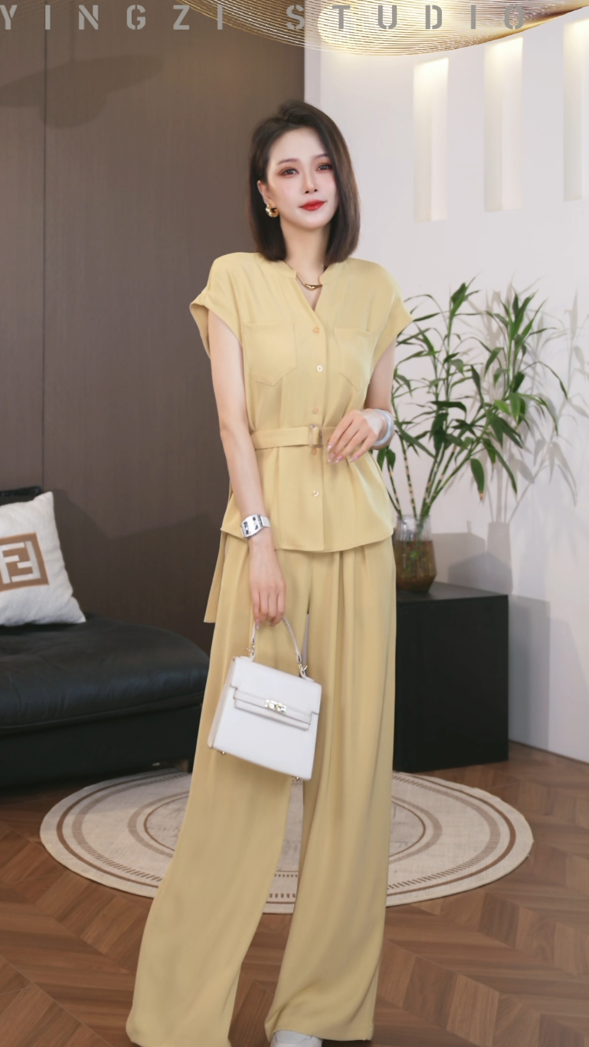 【YINGZI】时尚气质百搭复古名媛裤子套装显瘦减龄