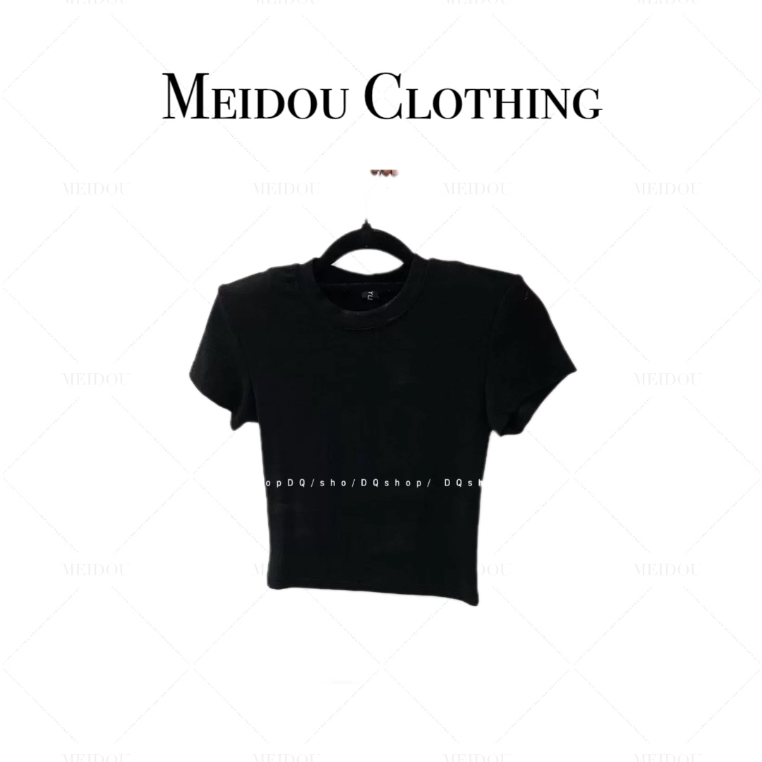 MEIDOU-【美式正肩T】时尚网红气质百搭显瘦长袖修身简约短袖