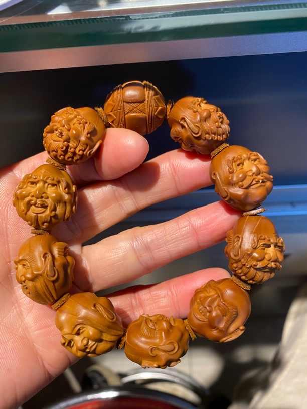 精工橄榄核手串须派十八罗汉文玩