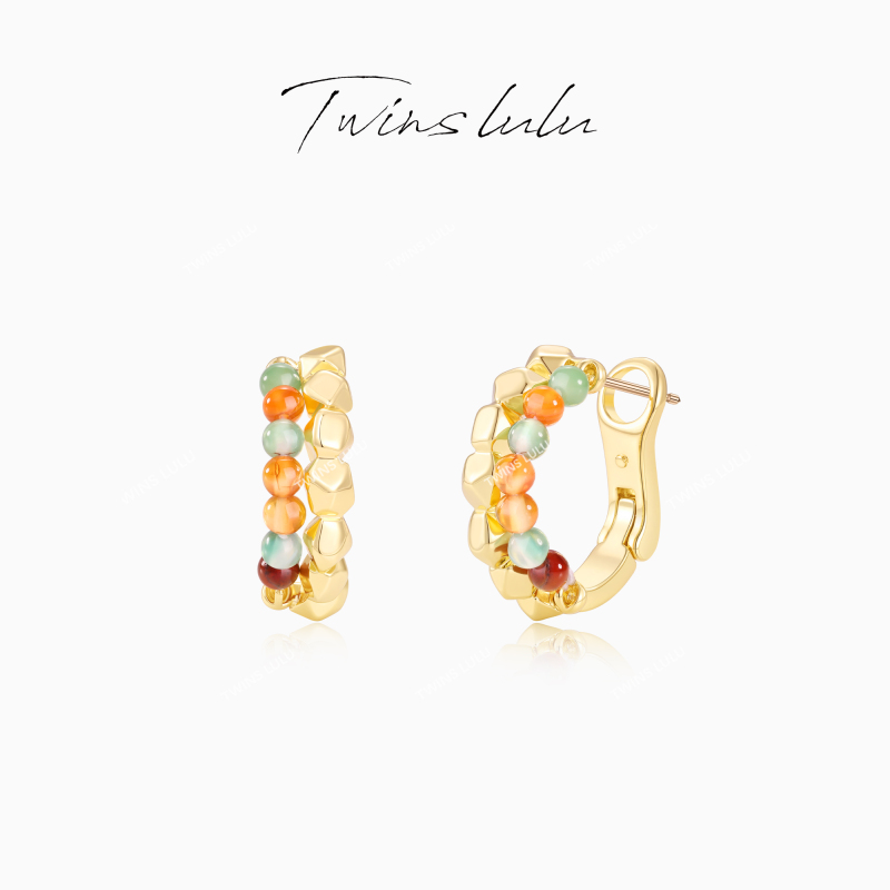 TWINS LULU【绮梦珠】2025新款百搭时尚彩色几何珠珠耳环TSL2989