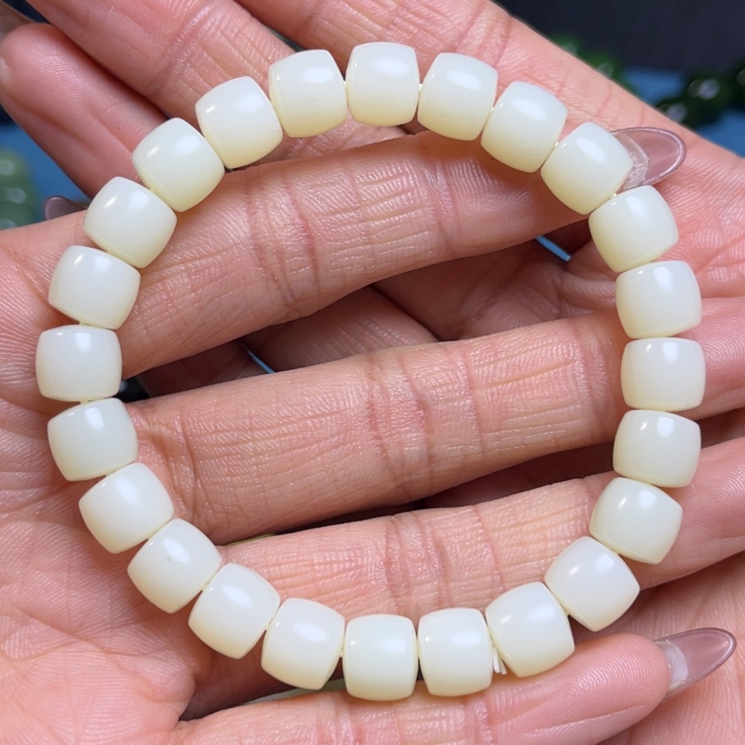 和田玉手串卡9未镶嵌流***弹