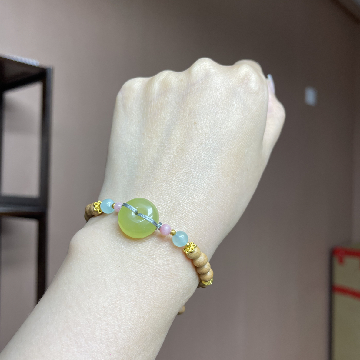 岫玉精品平安扣桃木
