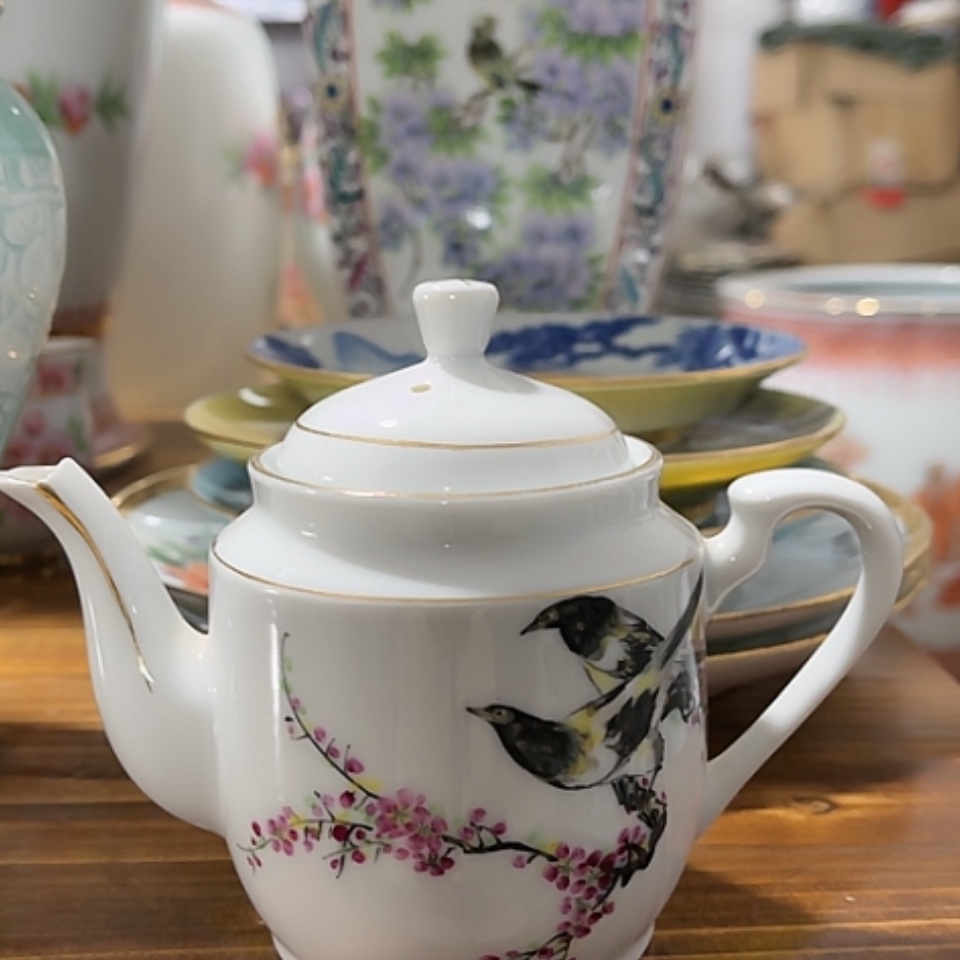 【闪购商品】紫砂盖碗花鸟茶壶
