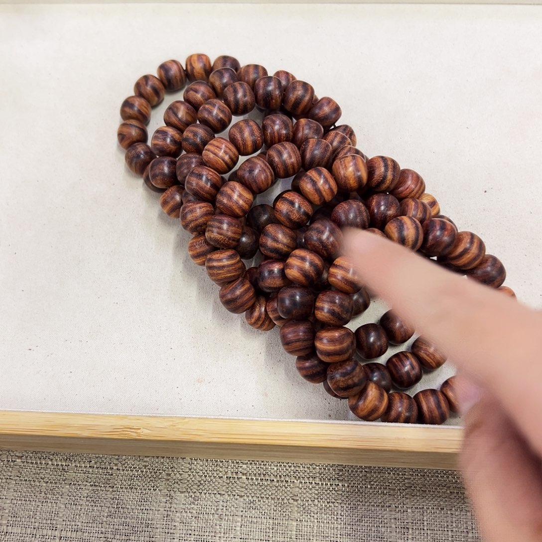 黄花梨/降香黄檀手串/手链14mm桶珠大黑线初抛无胶无腊