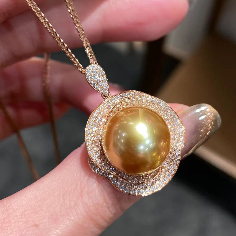 铜合金仿珍珠吊坠 16-17mm金色三生三世山茶花施家贝珠吊坠DZB311