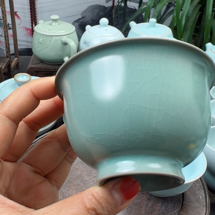 杯半*间仿古釉压手杯微瑕