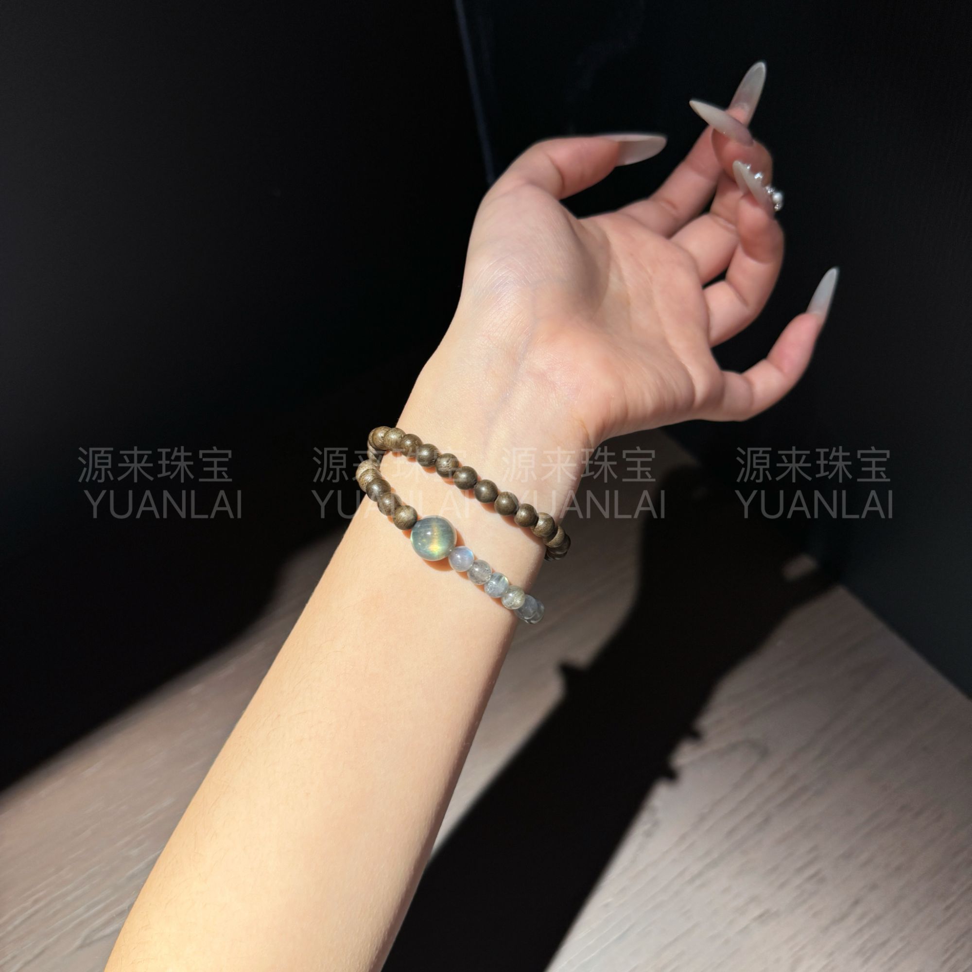 *木语星澜*天然灰月光手串E FL176