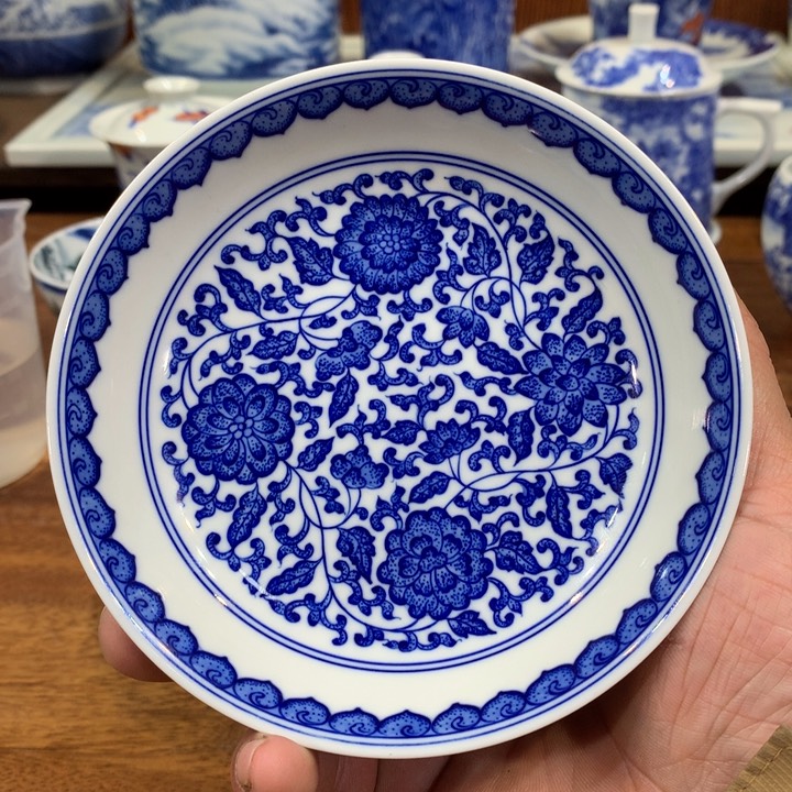 柴窑青花缠枝连壶承