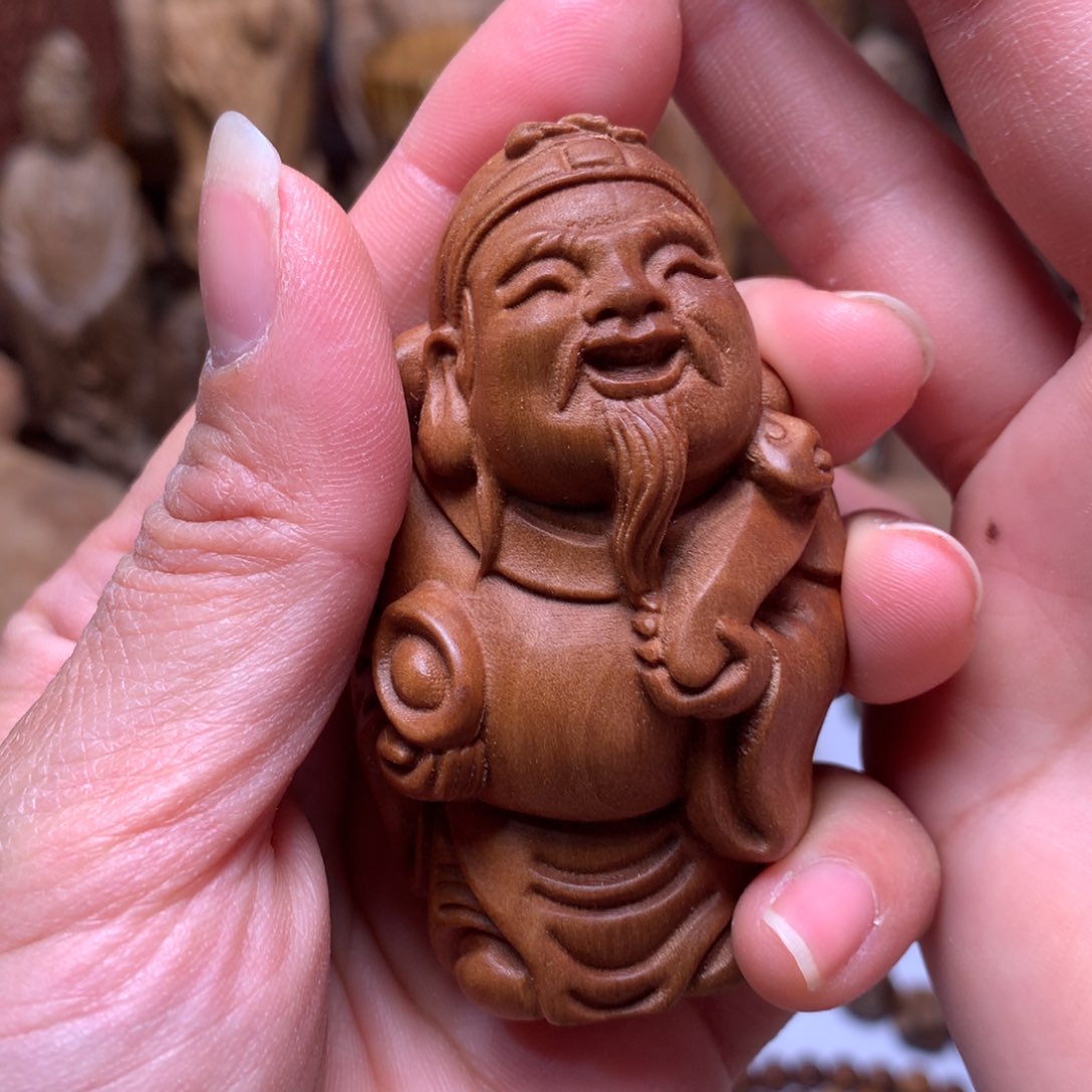 檀香木手串/手链老山檀香财神雕刻件