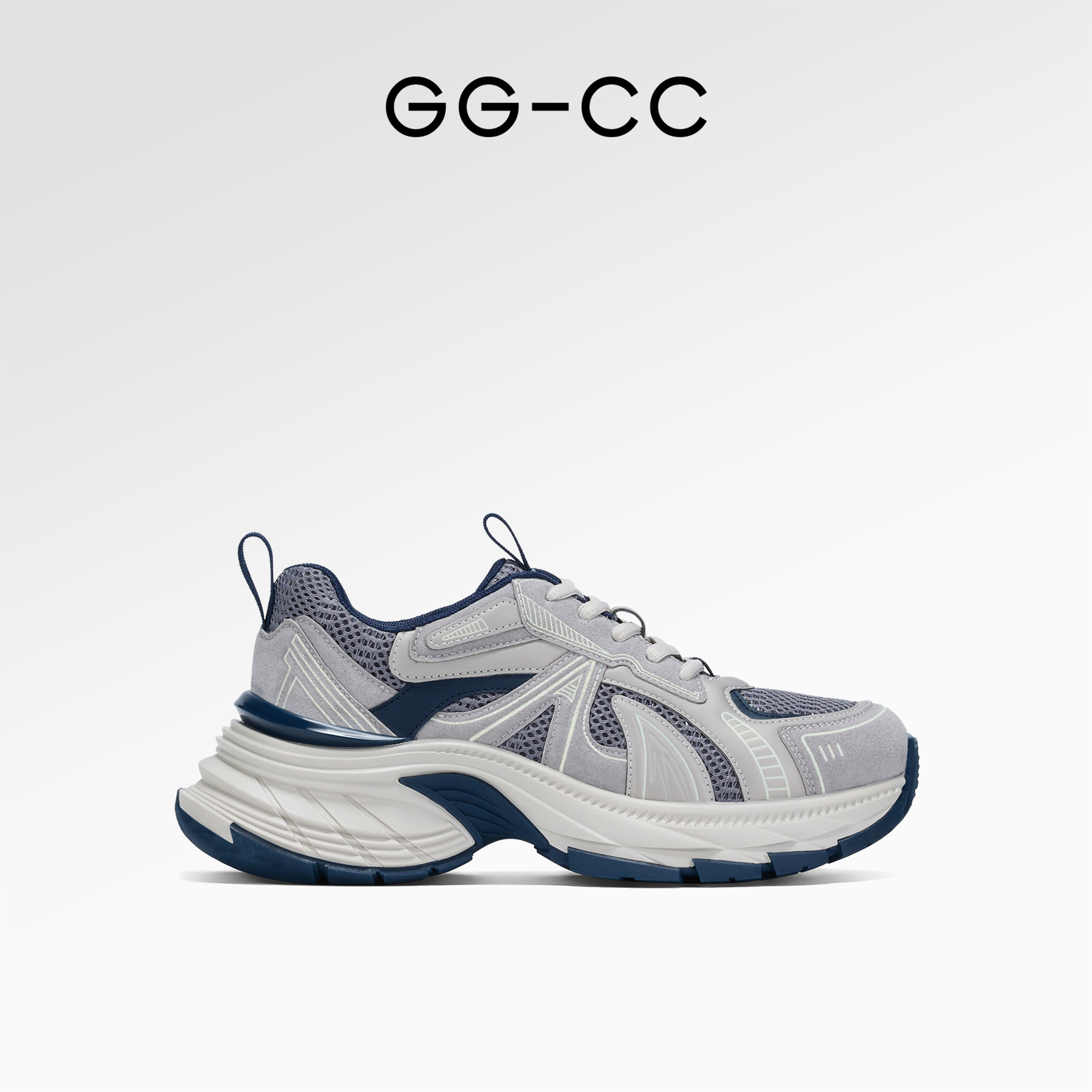 GG-CC2025春新款复古厚底老爹鞋女银色休闲鞋8712