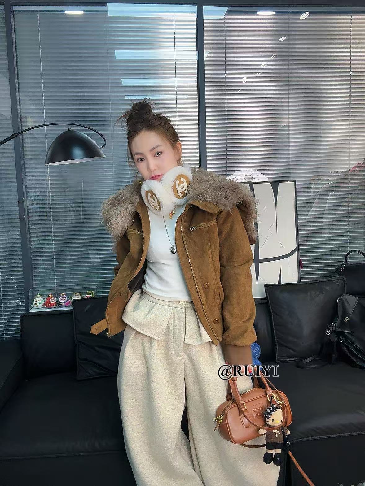 人造皮草 《赵哥推荐》鹿皮时髦翻领ins外套