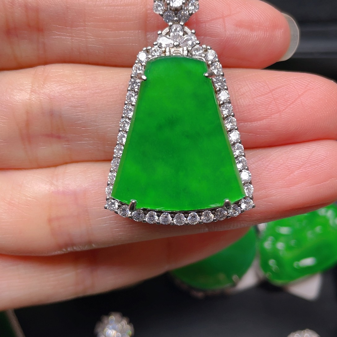 吊坠(不含链)银S925镶嵌翡翠吊坠5293