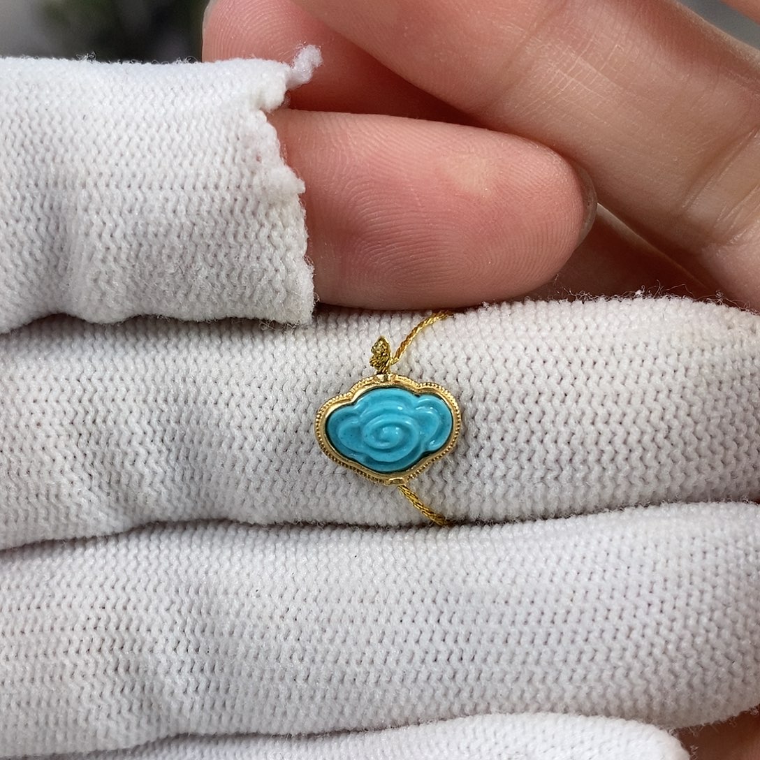 绿松石18K金镶嵌珠宝奇石